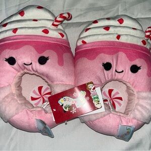 Squishmallows Pink and White Cupcake Slippers